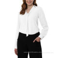 Women's Bow Tie Neck Chiffon Blouses Dressy Work Shirt Long Sleeve Casual Office Wear